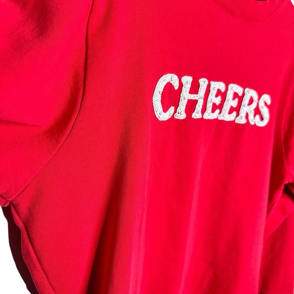 Lilly Pulitzer Ballard Sweatshirt SZ Medium Red Cheers Pearl Beading - Picture 9 of 16